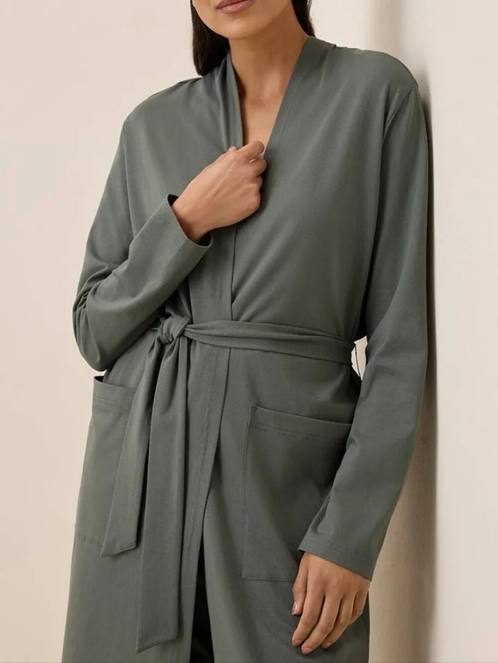 NEW Pact Organic Cotton Cool Stretch Lounge Duster - Green S